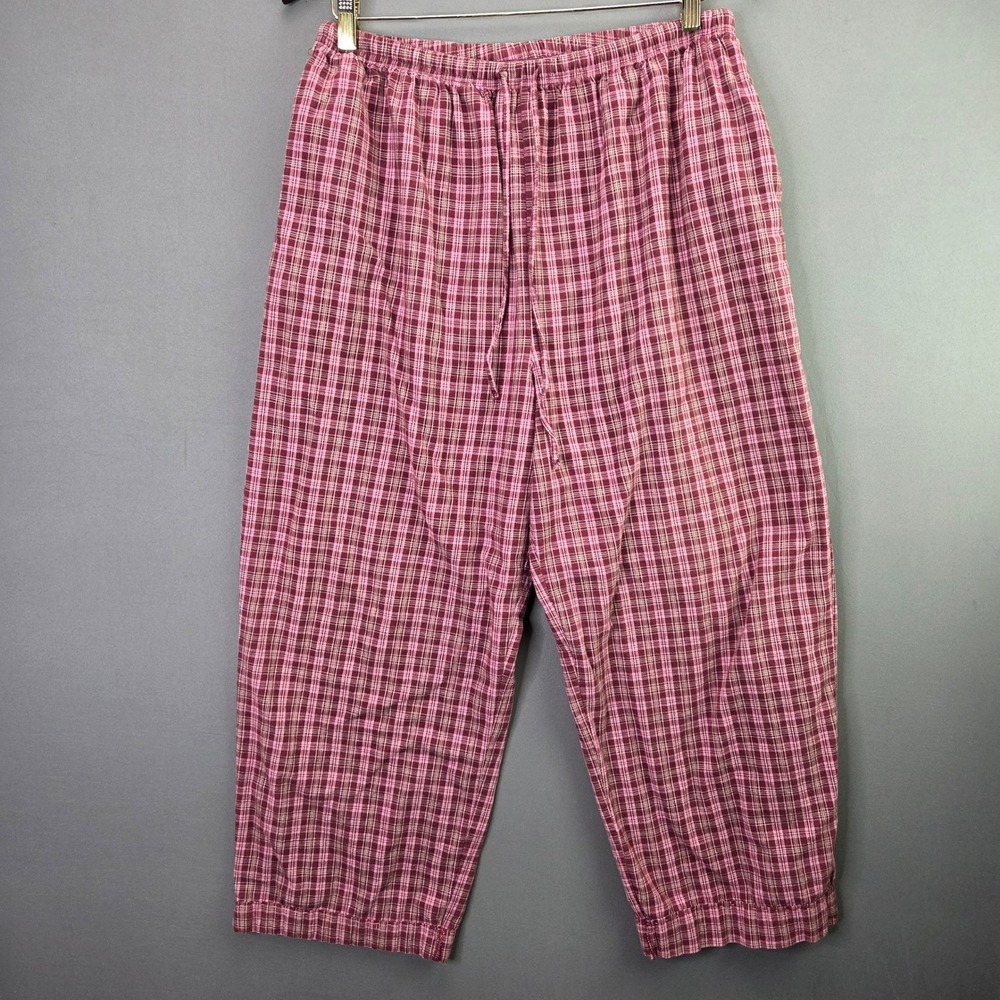 Unbranded Pajama Pants Plaid Cotton XL Pink Burgundy Sleepwear Lounge 3824